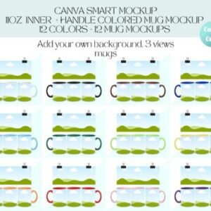 11oz Mug Canva Mockup Templates with PLR – Editable Colored Mug Designs for Professionals