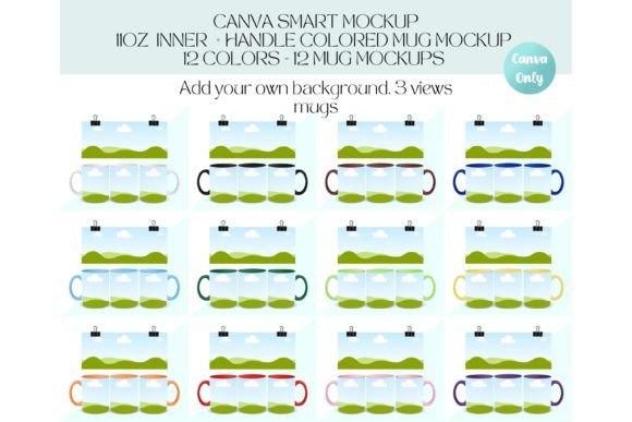 11oz Mug Canva Mockup Templates with PLR – Editable Colored Mug Designs for Professionals