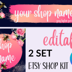 Etsy Banner Editable Canva Templates with PLR – Customizable Designs for Store Branding