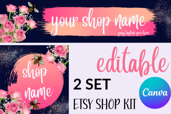 Etsy Banner Editable Canva Templates with PLR – Customizable Designs for Store Branding