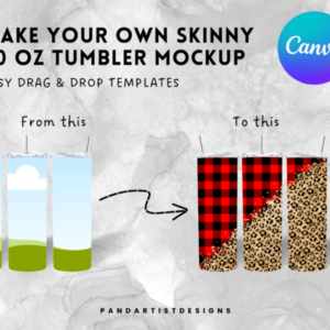 20oz Skinny Tumbler Mockup Canva Frame Template with PLR – Editable and Resizable for Custom Designs