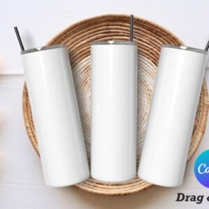 20oz Skinny Tumbler Mockup Canva Template with PLR – Editable Designs for Tumbler Branding