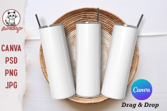 20oz Skinny Tumbler Mockup Canva Template with PLR – Editable Designs for Tumbler Branding