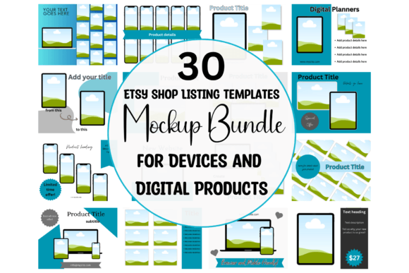 30 Etsy Digital Listing Mockups Canva Templates with PLR – Editable Designs for Professional Listings