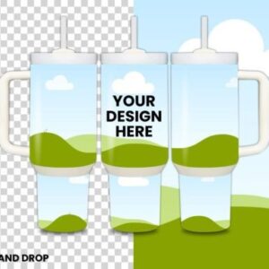 40 oz Tumbler Canva Mockup Template with PLR – Editable Drag & Drop Design for Stunning Presentations