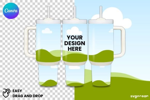 40 oz Tumbler Canva Mockup Template with PLR – Editable Drag & Drop Design for Stunning Presentations