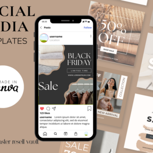 Beige Aesthetic Sales Posts – Editable Canva Templates with PLR Rights