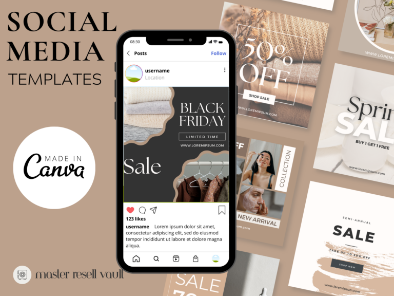 Beige Aesthetic Sales Posts – Editable Canva Templates with PLR Rights