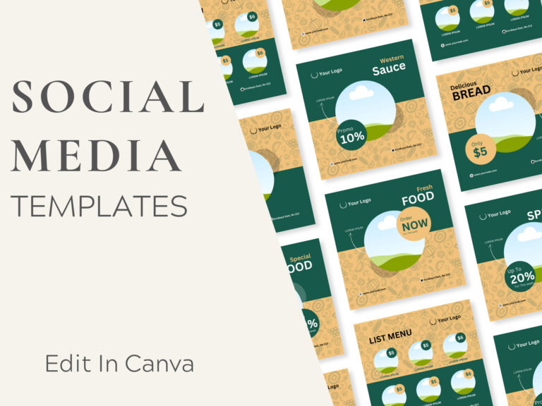Food Social Media Feed Templates – Editable Canva Templates with PLR Rights
