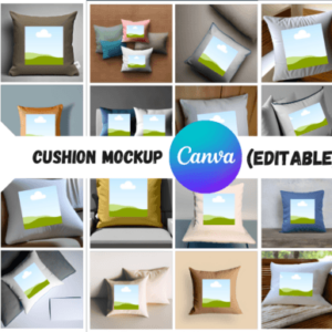 50 Cushion Mockup Canva Templates with PLR – Editable Designs for Cushion Branding