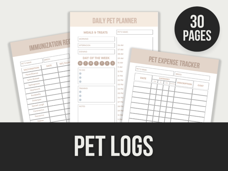 Pet Logs – 30-Page Editable Canva Template with PLR Rights