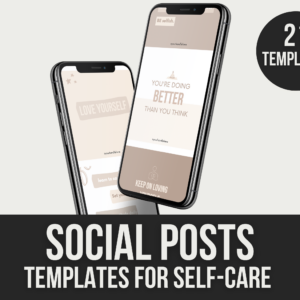 Social Posts Templates for Self-Care – 21 Editable Canva Templates with PLR Rights