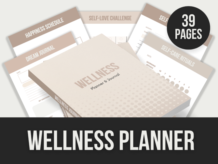Wellness Planner – 39-Page Editable Canva Template with PLR Rights