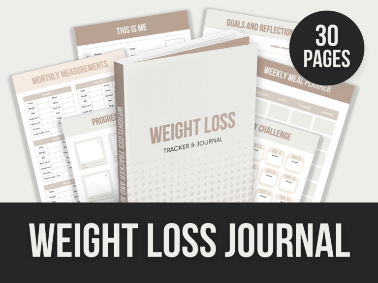 Weight Loss Journal – 30-Page Editable Canva Template with PLR Rights