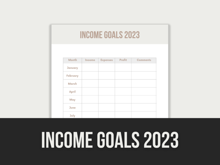Income Goals 2023 Planner – Editable Canva Template with PLR Rights