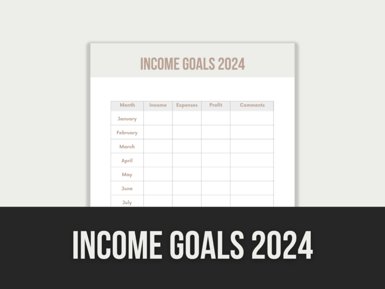 Income Goals 2024 Planner – Editable Canva Template with PLR Rights