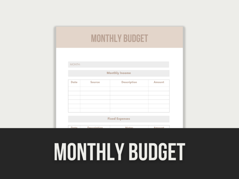 Monthly Budget Planner – Editable Canva Template with PLR Rights