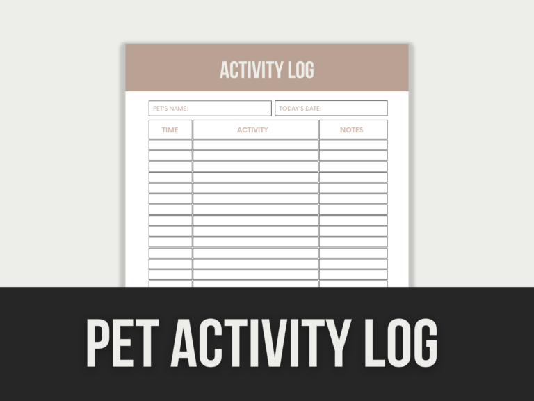 Pet Activity Log – Editable Canva Template with PLR Rights
