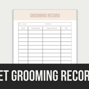 Pet Grooming Record – Editable Canva Template with PLR Rights