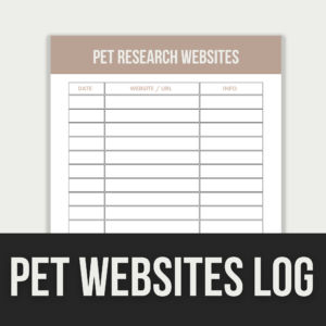 Pet Websites Log – Editable Canva Template with PLR Rights