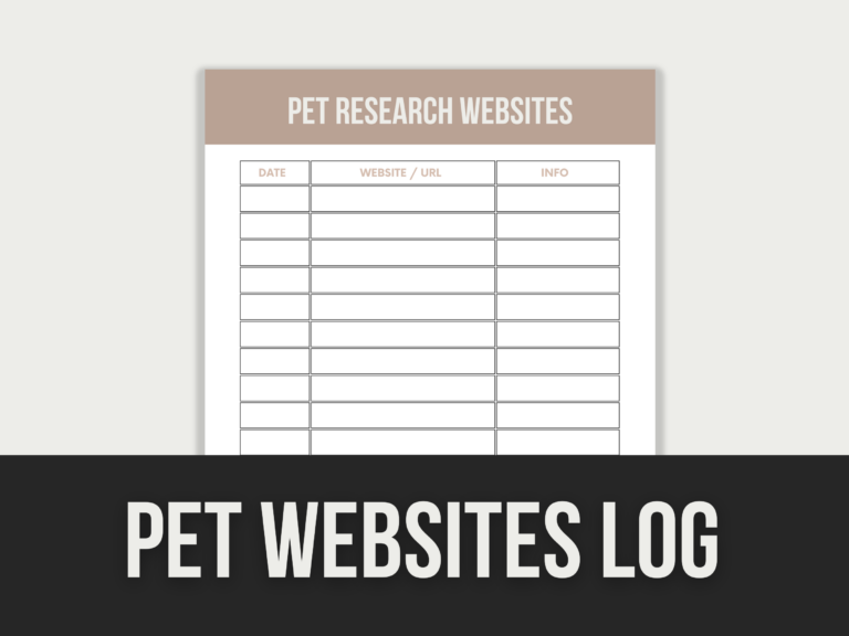 Pet Websites Log – Editable Canva Template with PLR Rights
