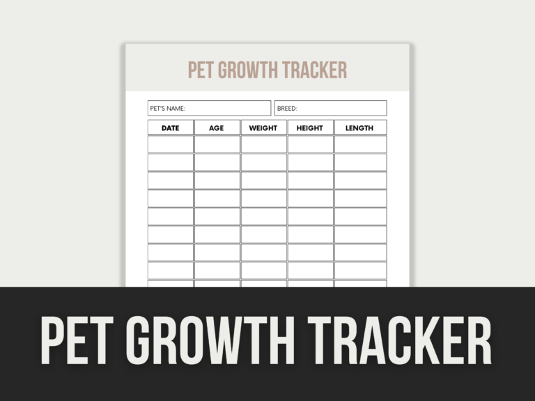 Pet Growth Tracker – Editable Canva Template with PLR Rights