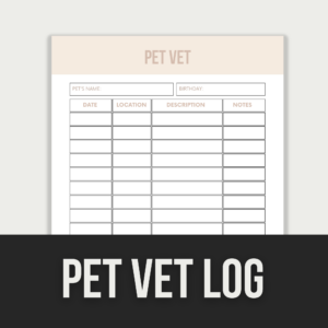 Pet Vet Log – Editable Canva Template with PLR Rights