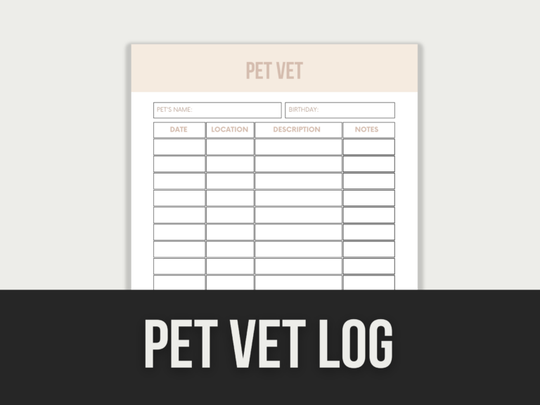 Pet Vet Log – Editable Canva Template with PLR Rights