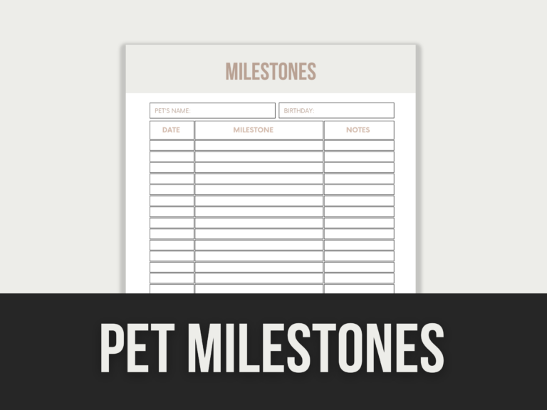 Pet Milestones Tracker – Editable Canva Template with PLR Rights