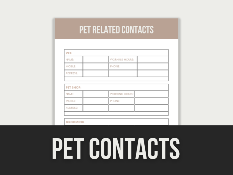 Pet Contacts Log – Editable Canva Template with PLR Rights