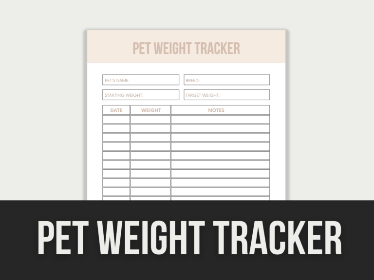 Pet Weight Tracker – Editable Canva Template with PLR Rights