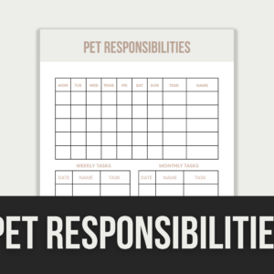Pet Responsibilities Tracker – Editable Canva Templates with PLR Rights