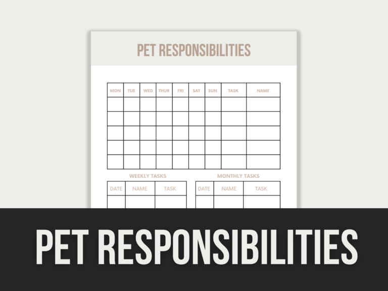 Pet Responsibilities Tracker – Editable Canva Templates with PLR Rights