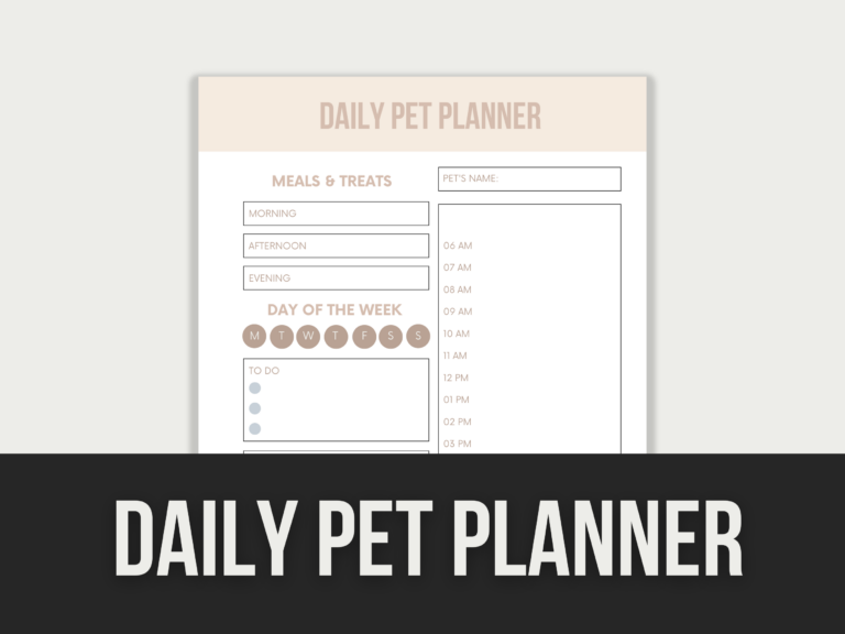 Daily Pet Planner – Editable Canva Template with PLR Rights