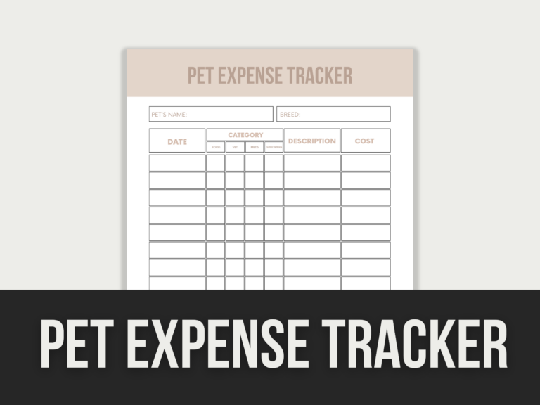 Pet Expense Tracker – Editable Canva Template with PLR Rights