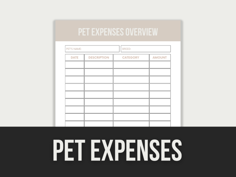 Pet Expenses Tracker – Editable Canva Template with PLR Rights