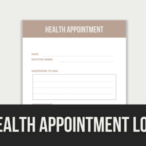 Health Appointment Log – Editable Canva Template with PLR Rights