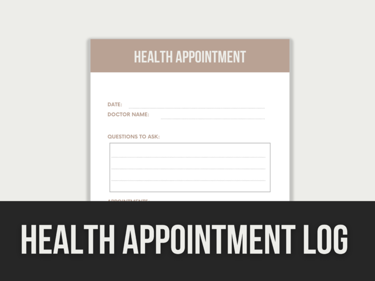 Health Appointment Log – Editable Canva Template with PLR Rights