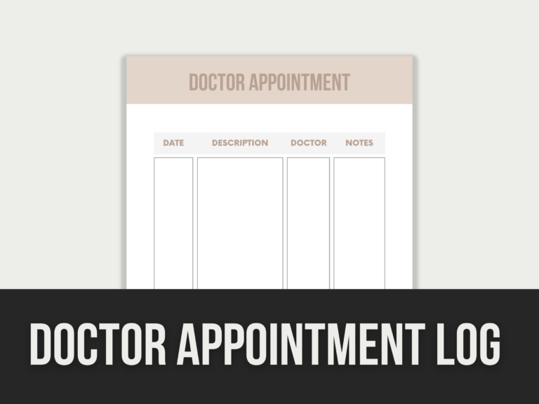 Doctor Appointment Log – Editable Canva Template with PLR Rights
