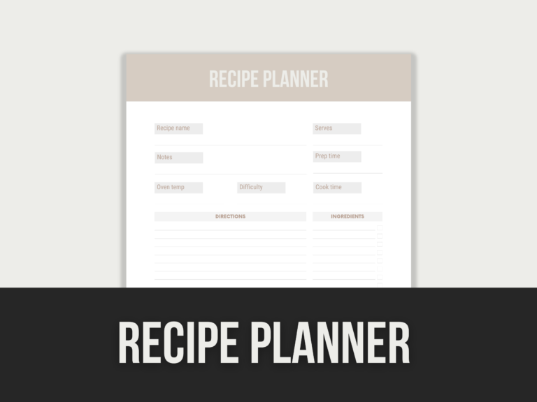 Recipe Planner – Editable Canva Template with PLR Rights