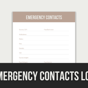 Emergency Contacts Log – Editable Canva Template with PLR Rights