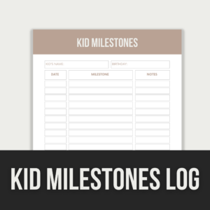 Kid Milestones Log – Editable Canva Template with PLR Rights