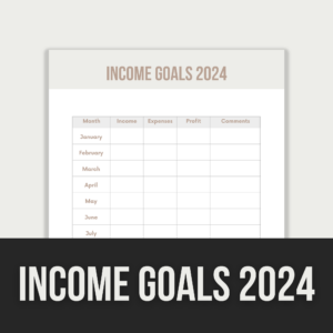 Income Goals 2024 – Editable Canva Template with PLR Rights