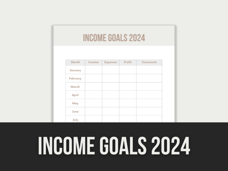 Income Goals 2024 – Editable Canva Template with PLR Rights