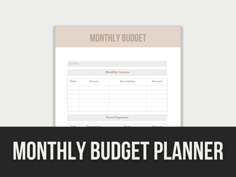 Monthly Budget Planner – Editable Canva Template with PLR Rights