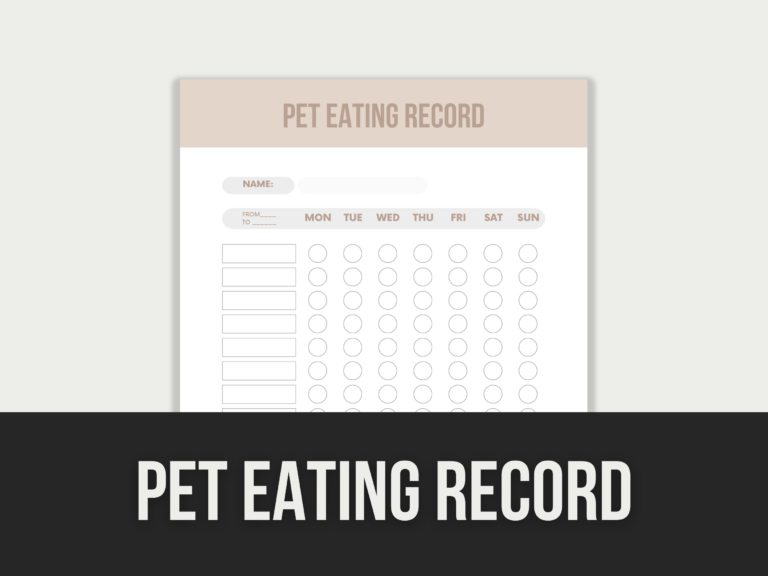 Pet Eating Record – Editable Canva Template with PLR Rights