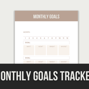 Monthly Goals Tracker – Editable Canva Template with PLR Rights