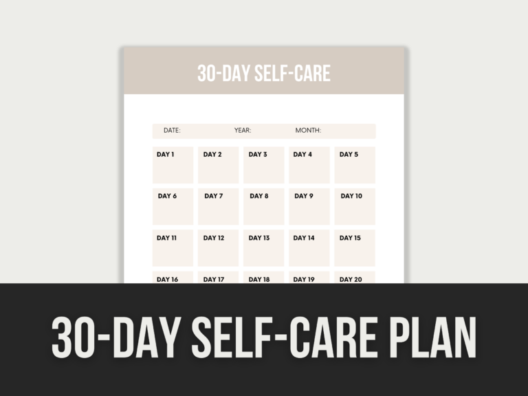 30-Day Self-Care Plan – Editable Canva Template with PLR Rights