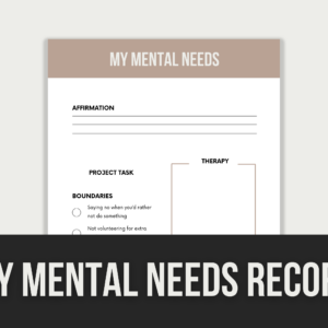 My Mental Needs Record – Editable Canva Template with PLR Rights