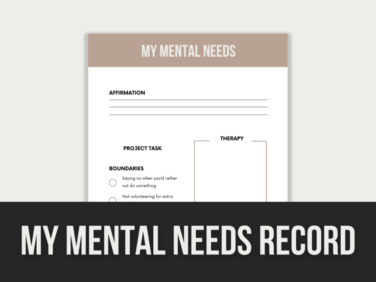 My Mental Needs Record – Editable Canva Template with PLR Rights